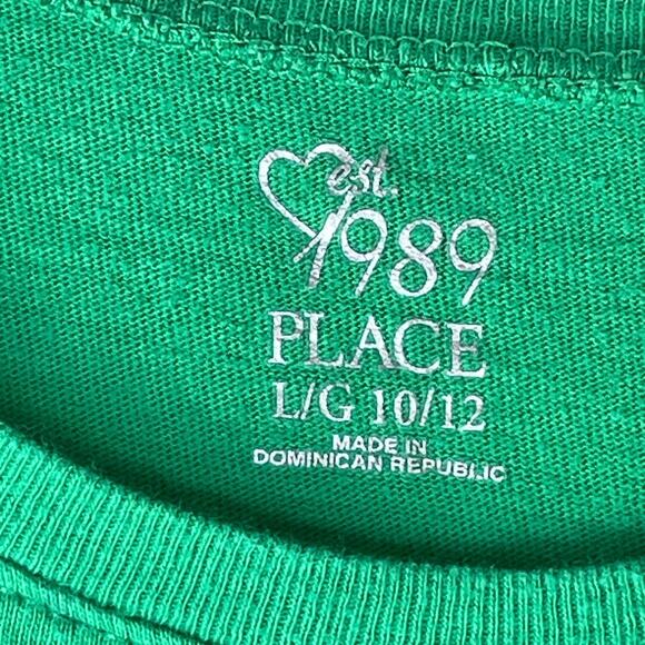 Childrens Place Irish Shamrock Clover St Patricks Day Green T Shirt Size 10/12 - Picture 2 of 6
